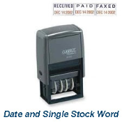 40170<br>Plastic Self-Inking<br>Micro Phrase Date Stamp<br>FAXED/PAID/RECEIVED
